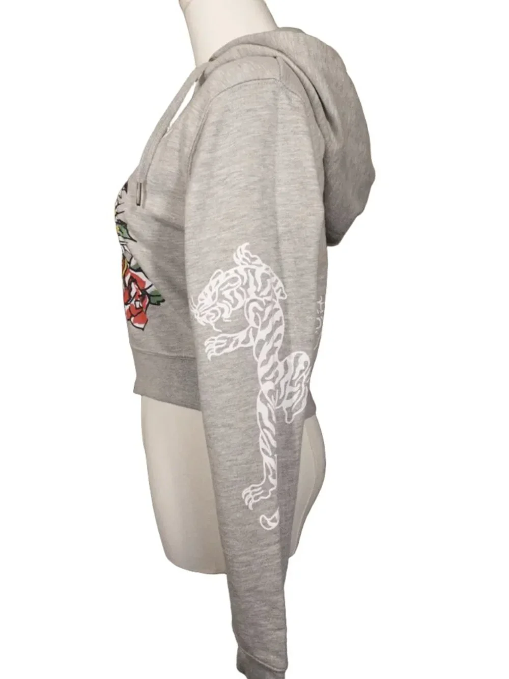 Ed Hardy "Tiger and Rose" Crop Gray Jacket (L) - Picture 3 of 6